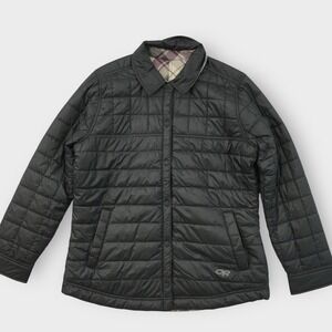 Outdoor Research Womens Kalaloch Reversible Quilted Shirt Jacket L G Plaid Black
